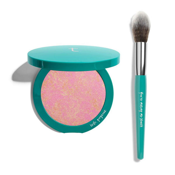 Vegan blush makeup and vegan blush makeup brush