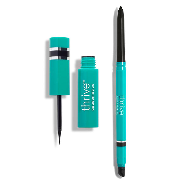 Vegan waterproof eyeliner pencil and waterproof liquid eyeliner