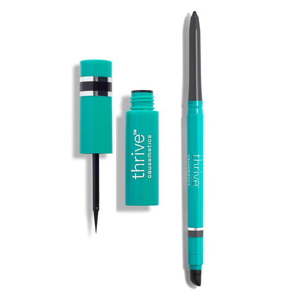 Vegan waterproof eyeliner pencil and waterproof liquid eyeliner
