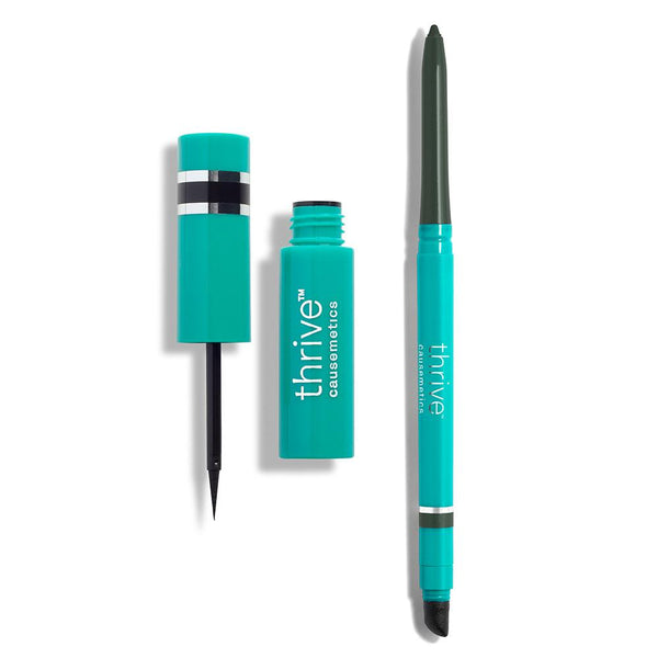 Vegan waterproof eyeliner pencil and waterproof liquid eyeliner