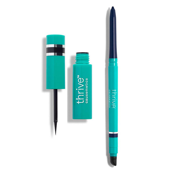 Vegan waterproof eyeliner pencil and waterproof liquid eyeliner