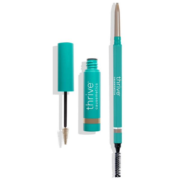 Vegan waterproof eyebrow pencil and eyebrow gel for light blonde to dark blonde hair