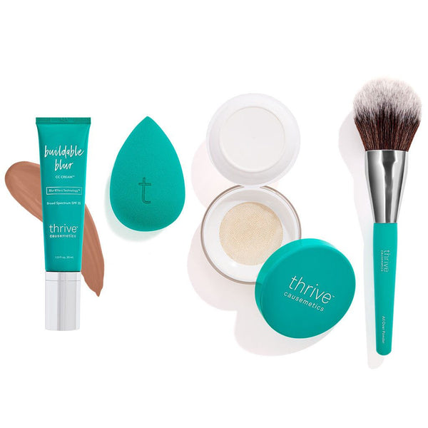 CC Cream, Makeup Sponge, Setting Powder, and Face Makeup Brush