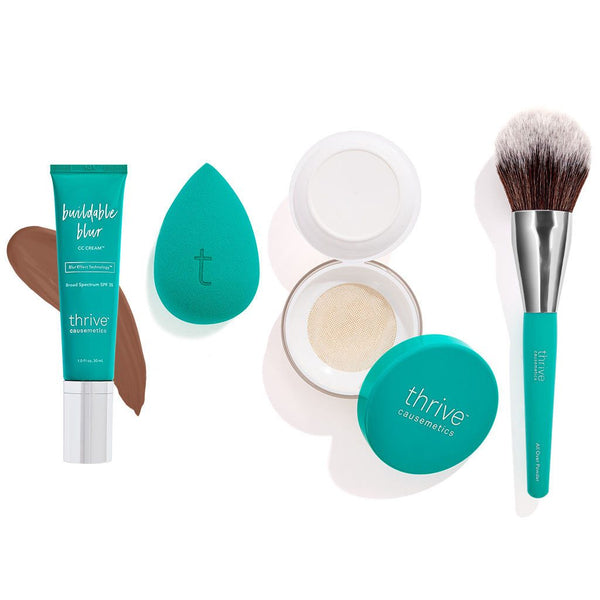 CC Cream, Makeup Sponge, Setting Powder, and Face Makeup Brush