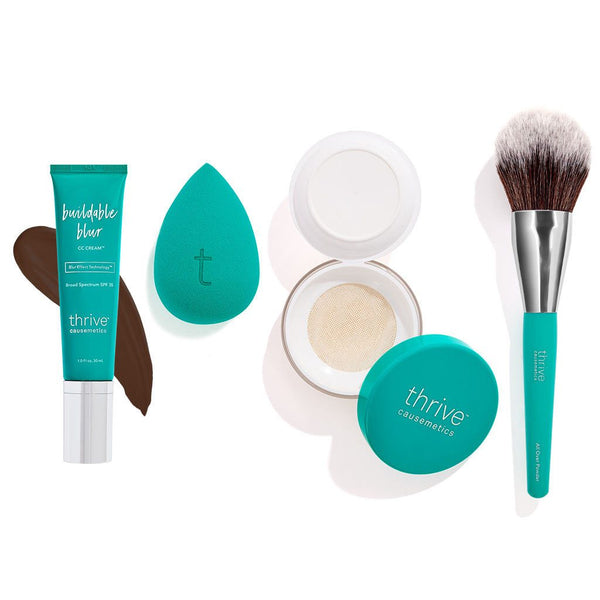 CC Cream, Makeup Sponge, Setting Powder, and Face Makeup Brush