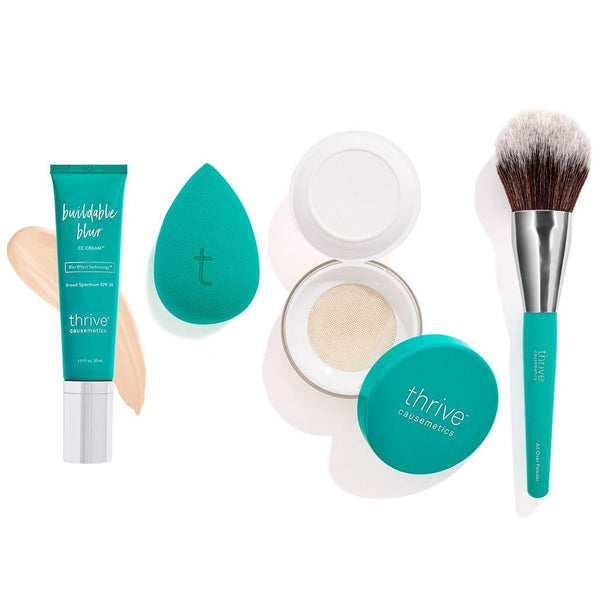 CC Cream, Makeup Sponge, Setting Powder, and Face Makeup Brush