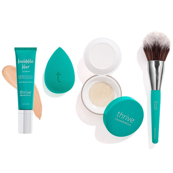 CC Cream, Makeup Sponge, Setting Powder, and Face Makeup Brush