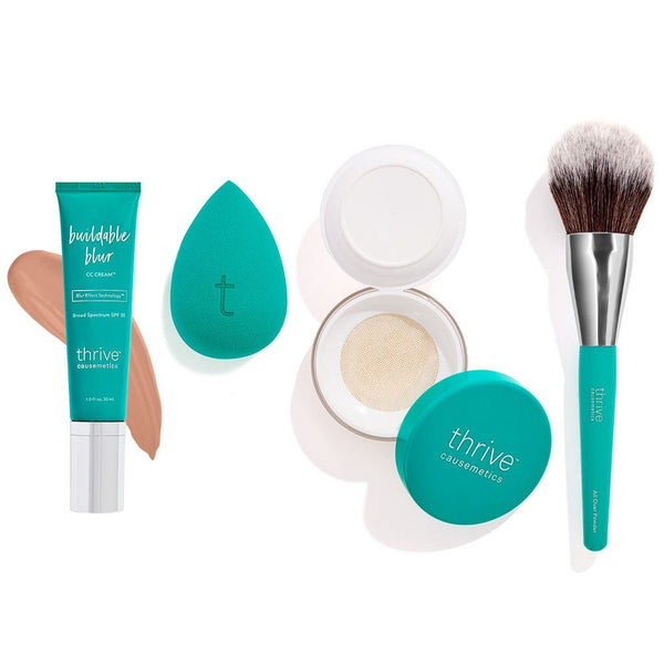 CC Cream, Makeup Sponge, Setting Powder, and Face Makeup Brush