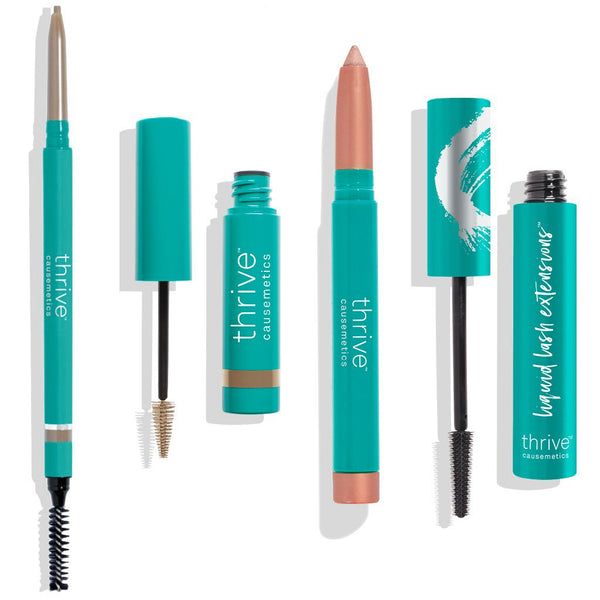 Waterproof eyebrow liner + gel for light blonde to dark blonde hair, waterproof eye highlighter and vegan tubing mascara