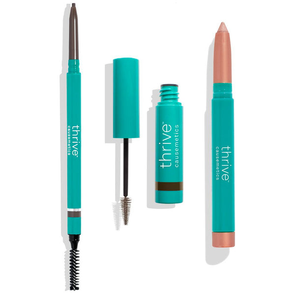 Eye + Brow Highlighter, Waterproof Brow Liner + Brow Gel for dark brunette to black hair 