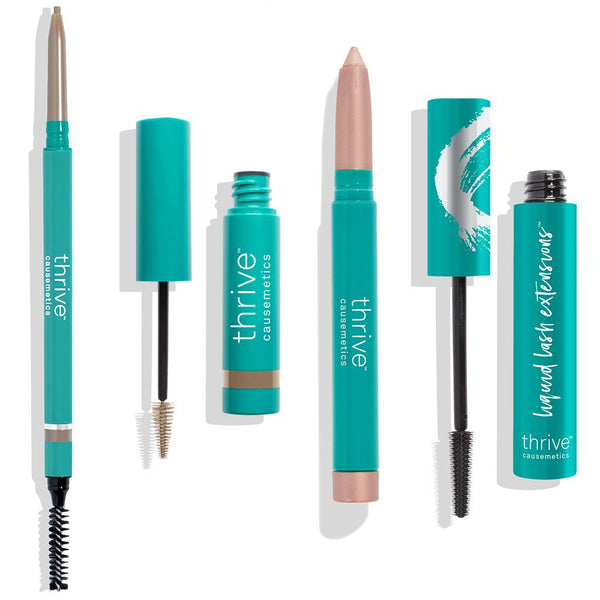 Waterproof eyebrow liner + gel for light blonde to dark blonde hair, waterproof eye highlighter and vegan tubing mascara
