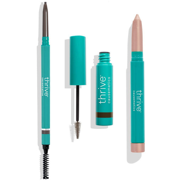 Eye + Brow Highlighter, Waterproof Brow Liner + Brow Gel for dark brunette to black hair 