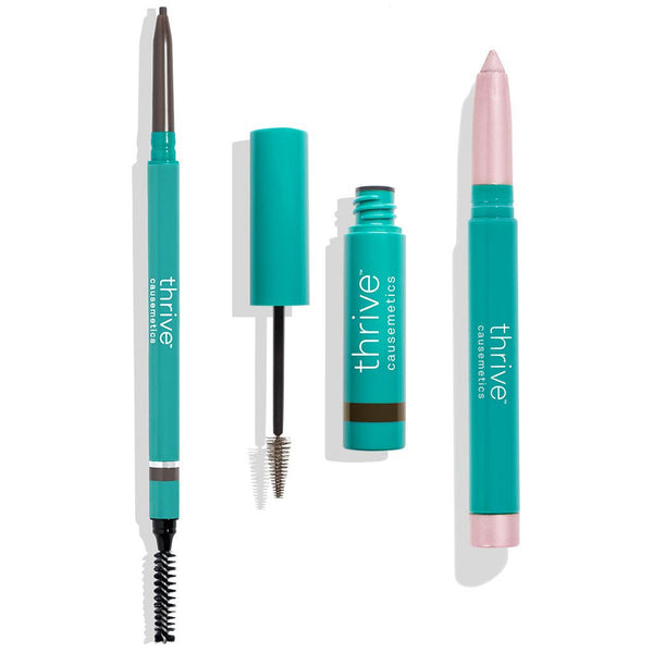 Eye + Brow Highlighter, Waterproof Brow Liner + Brow Gel for dark brunette to black hair 