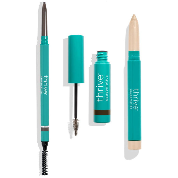 Eye + Brow Highlighter, Waterproof Brow Liner + Brow Gel for dark brunette to black hair 