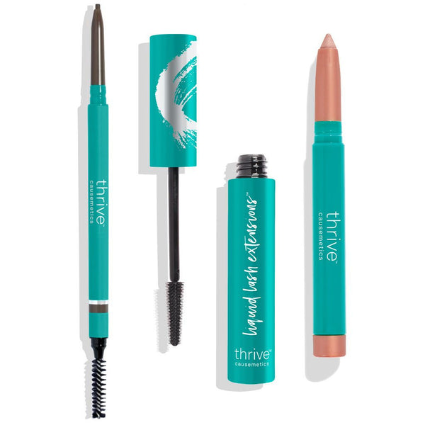 Tubing mascara + eye highlighter + waterproof eyebrow liner for dark brunette - black hair