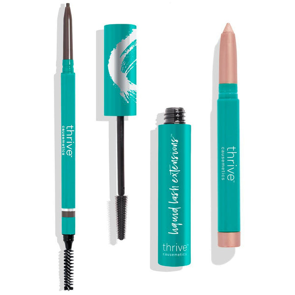 Tubing mascara + eye highlighter + waterproof eyebrow liner for dark brunette - black hair