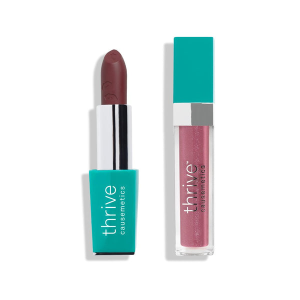 Vegan lipstick and vegan high-shine lip gloss