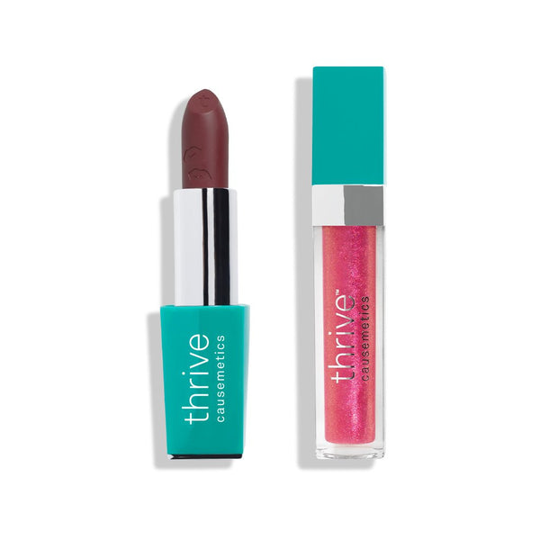 Vegan lipstick and vegan high-shine lip gloss