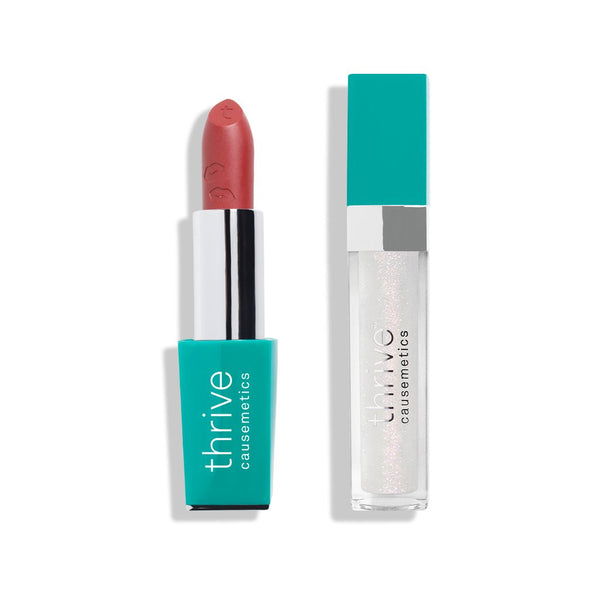 Vegan lipstick and vegan high-shine lip gloss