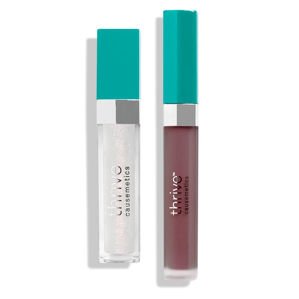 Vegan high-shine lip gloss and matte liquid lipstick