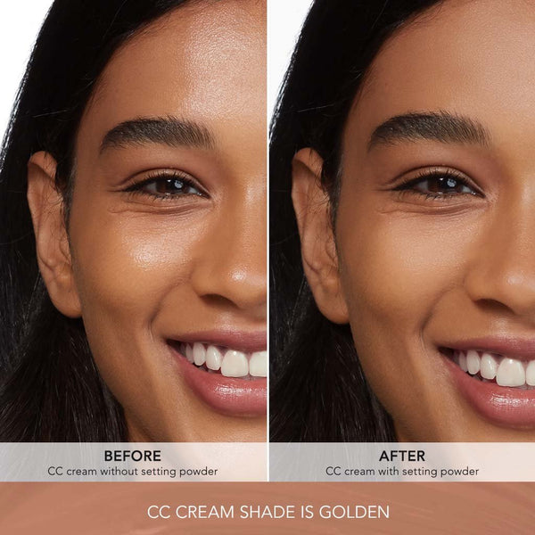Vegan setting powder and vegan makeup brush
