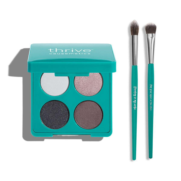 Vegan eyeshadow and eyeshadow + eyeliner makeup brushes