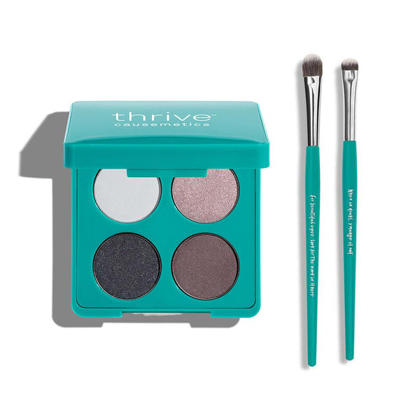 Vegan eyeshadow and eyeshadow + eyeliner makeup brushes