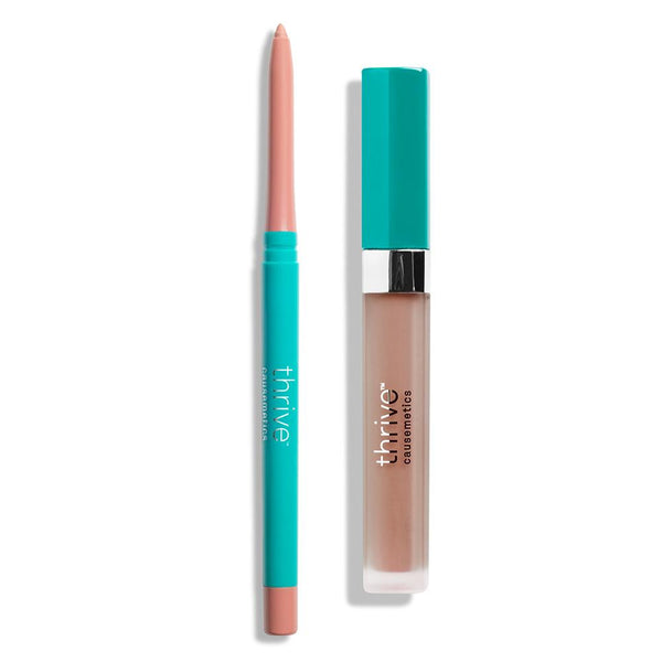 Vegan waterproof lip liner and matte liquid lipstick