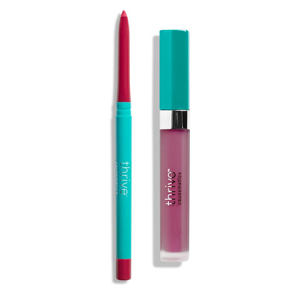 Vegan waterproof lip liner and matte liquid lipstick