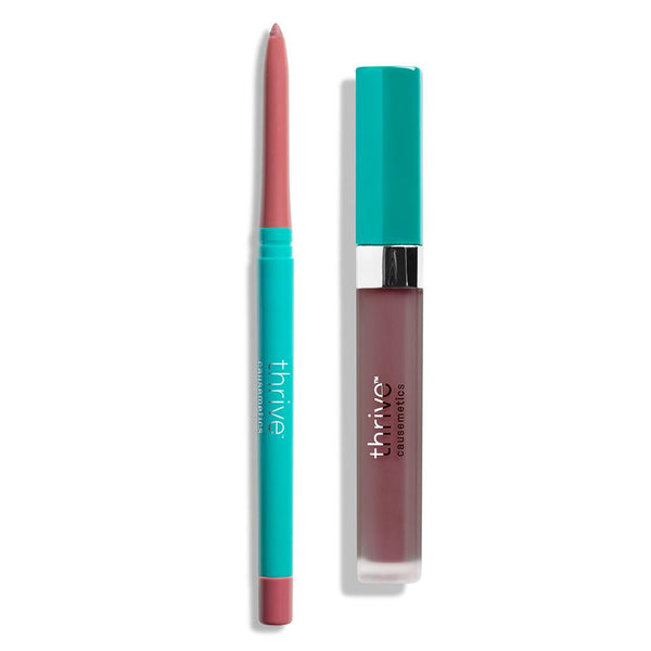 Vegan waterproof lip liner and matte liquid lipstick